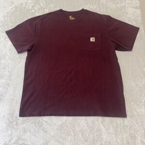 Carhartt Men's Short Sleeve Crew Neck Original Fit T-Shirt XL Burgundy‎ Cotton
